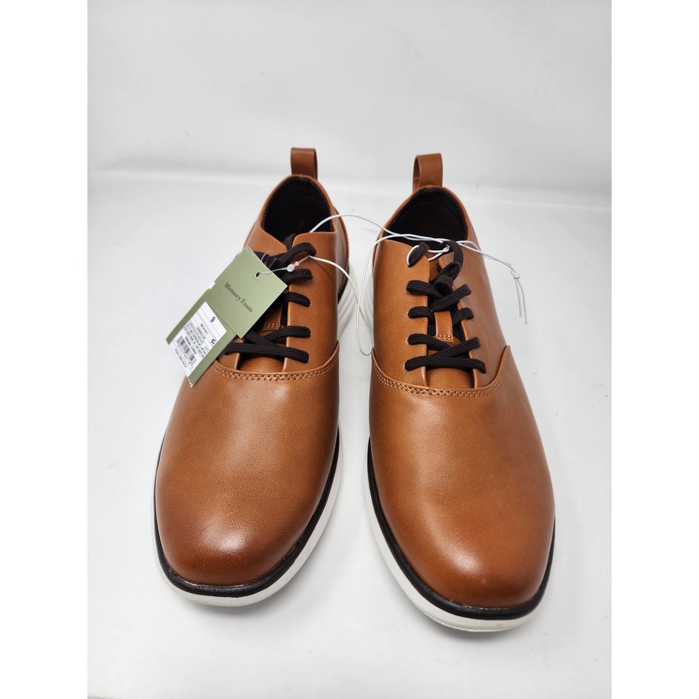 Goodfellow & Co Mens Lace Up Oxford Sneakers Brown Faux Leather Size 9